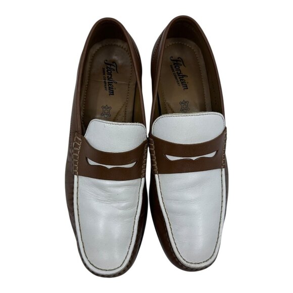 Florsheim‎ Mens Beaufort Penny Loafers 9D White/Cognac Leather Classic Style Pre main image 5